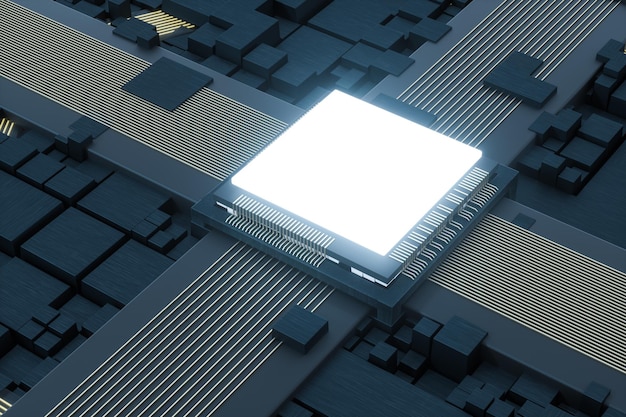 Printplaat en elektronische lijnen achtergrond 3D-rendering