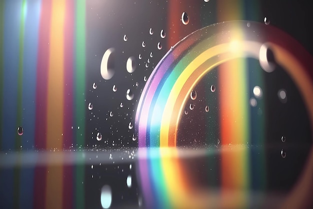 Prism digital art reflection with full spectrum rainbow colors water drops as glass crystal light