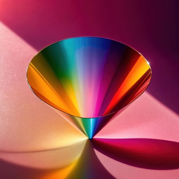 Photo prism dispersing light into bright vivid spectrum rainbow of colors