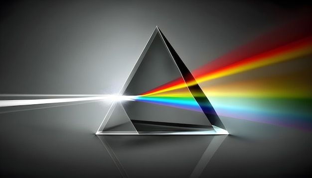 Foto viene mostrato un prisma attraversato da una luce arcobaleno.