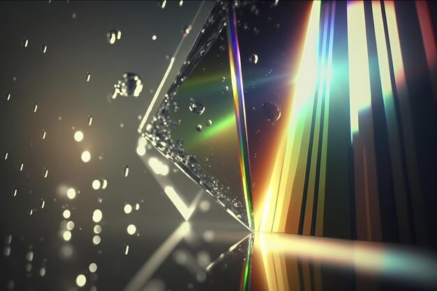 Prisma digitale kunstreflectie met volledige spectrum regenboogkleuren waterdruppels als glaskristallicht