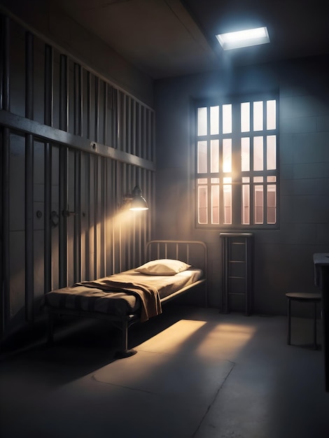 Photo prison cell with light from the window