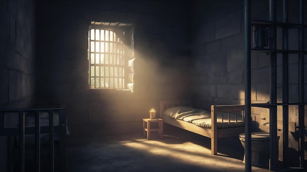 Prison cell with light from the window