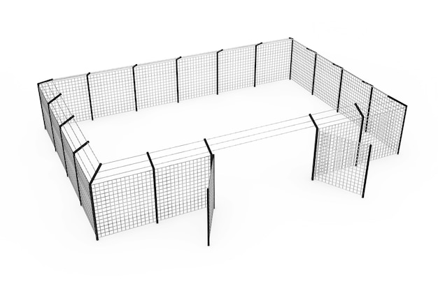 Photo prison jail fence as security perimeter on a white background. 3d rendering