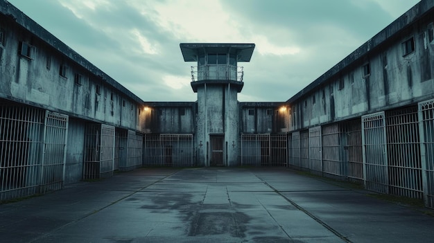 Силуэт тюрьмы в кинематографическом освещении