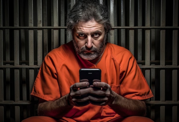 Prisoner of Social Media Inmate with Smartphone