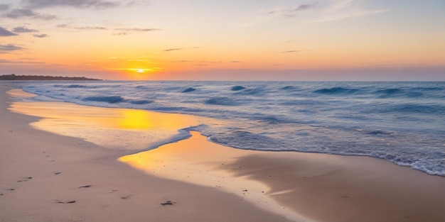 A pristine beach at sunrise