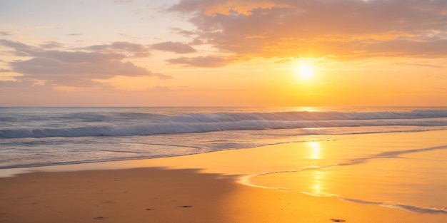 A pristine beach at sunrise