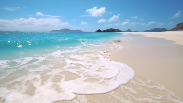 Pristine beach with white sandy shores and turquoise waters