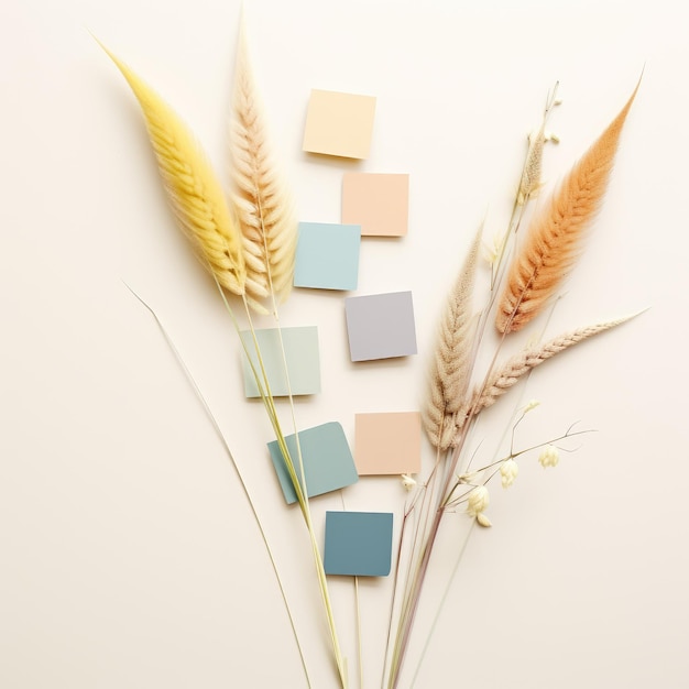 Pristine Harmony An Exquisite Depiction of Pastel Colours Amidst a Selection of Grasses on a Leafy