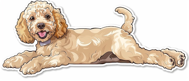 Photo pristine poodle cartoon sticker