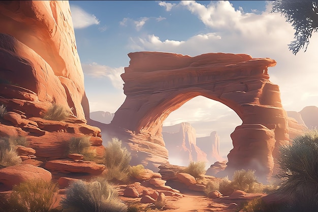 A pristine sandstone arch beautiful landscape