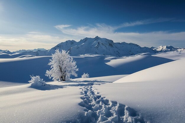 Photo pristine snowscape under a blue sky