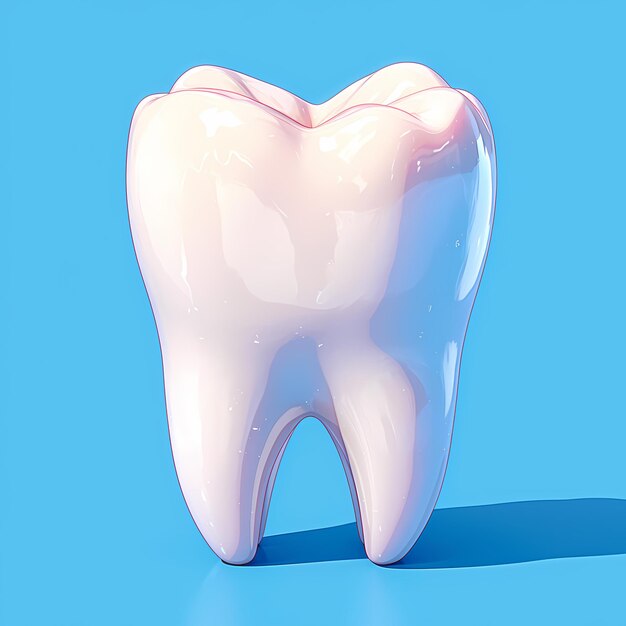 Photo pristine tooth 3d rendering on clean blue background