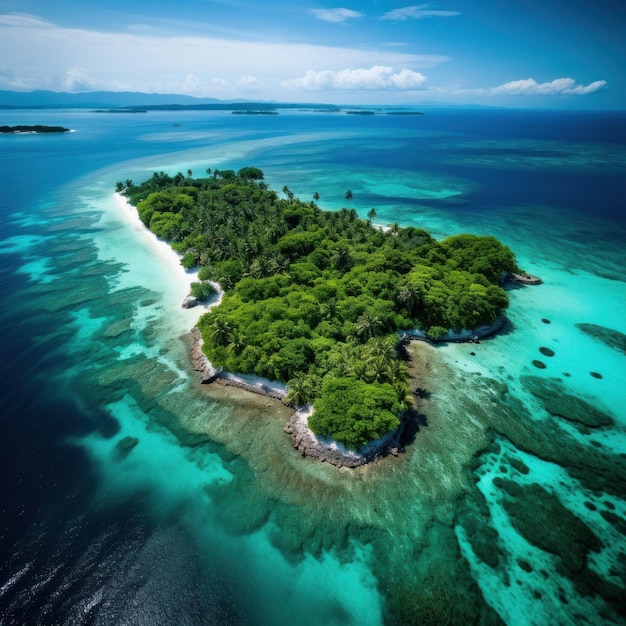 чистый тропический остров с кристально чистой водой и пышной зеленью