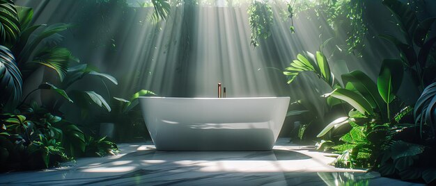 Pristine White Bathtub in a Modern Bathroom Offering a Clean and Contemporary Space for Relaxation and Hygiene