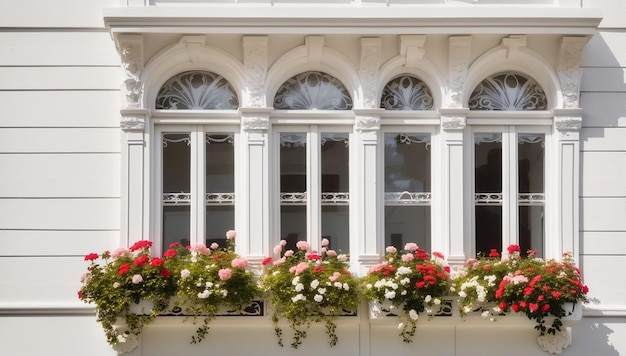 Foto un edificio bianco immacolato con un'incantevole finestra ai generative