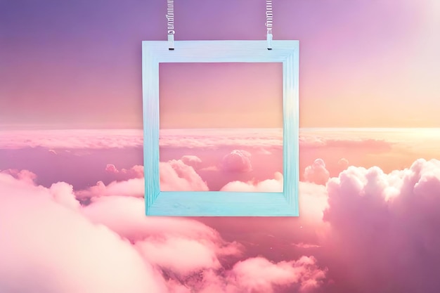 Photo a pristine white polaroid frame suspended in midair surrounded by a surreal dreamscape