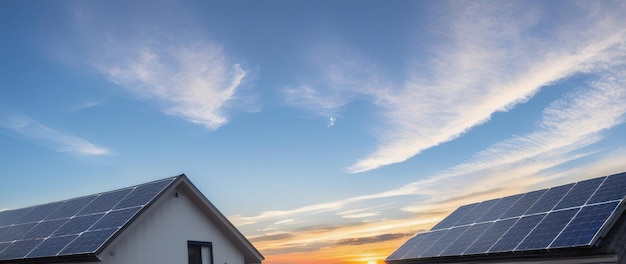 Private house with solar panels on the roof Environmentally friendly energy generative AI