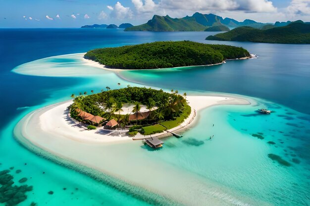 A private island with a private island surrounded by tropical islands