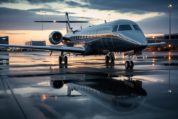 Photo private jet on the runway