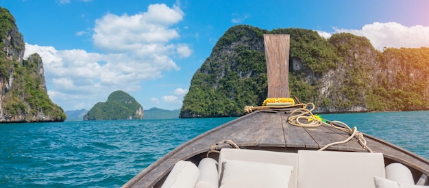 Private longtail boat trip Krabi Thailand landmark destination Asia Travel vacation wanderlust and holiday concept