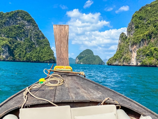 Private longtail boat trip Krabi Thailand landmark destination Asia Travel vacation wanderlust and holiday concept