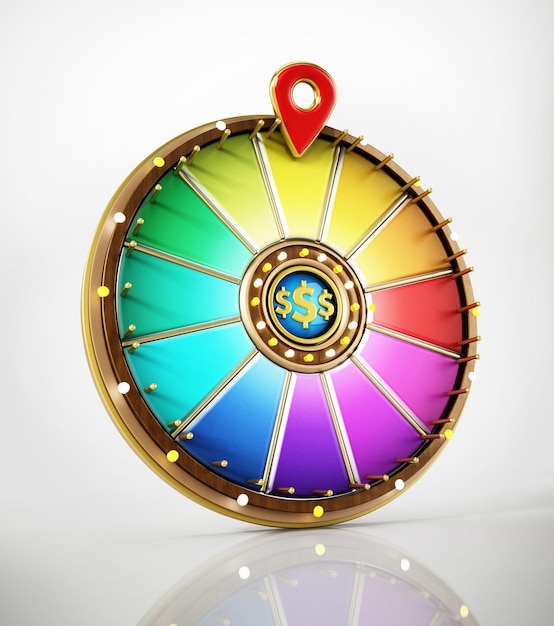 Photo prize wheel with blank colorful slices isolated on white