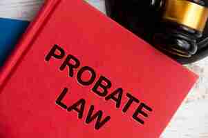 Photo probate law book with gavel on white background probate law concept and copy space