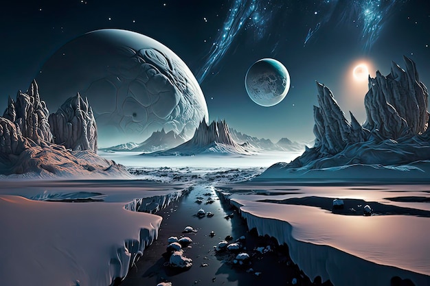 冥王星の探査機は背景に宇宙の空を持っていますAI技術が生成した画像