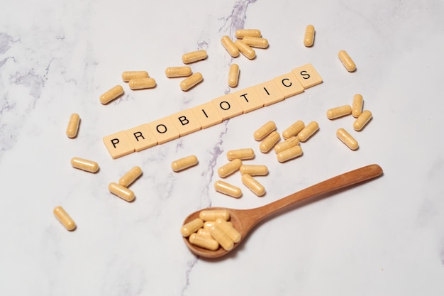 Probiotic pills for better digestion and intestinal flora