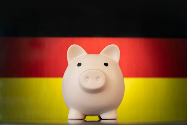 The problem is in the economy economic crisis Saving money concept Piggy bank with Germany Flag