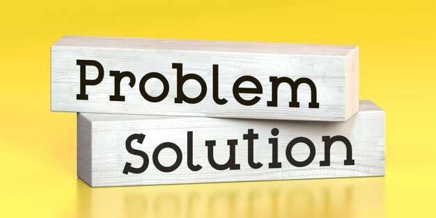 Problem solution words on wooden blocks 3D illustration