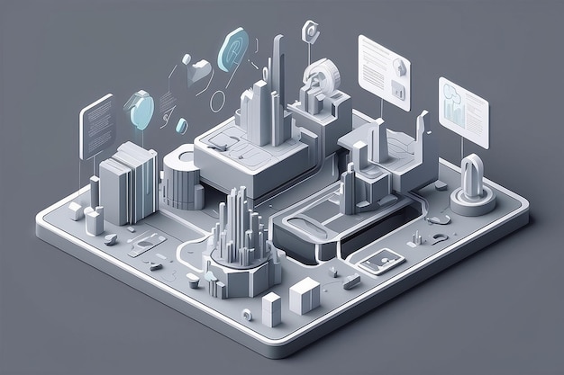 Photo problem solving isometric illustration lineal grey suitable for mobile app website banner diagrams infographics and other graphic assets