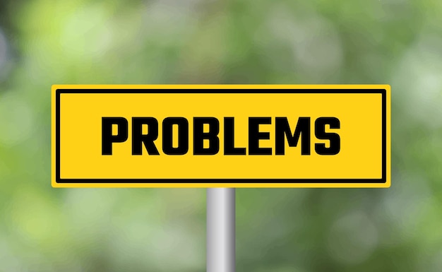Problems road sign on blur background