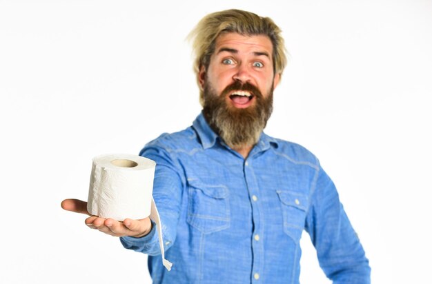 Problems in toilet wc and restroom concept of sterility and purity typical morning routine buy toilet paper roll hipster with stomach issues holding toilet paper soft and pleasant to your skin