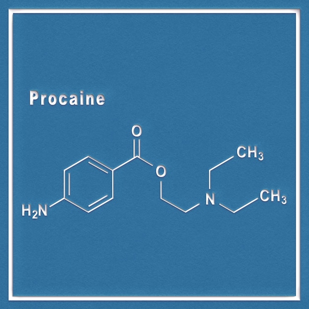 Procaine, verdovingsmiddel, structurele chemische formule op een witte achtergrond