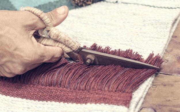 Proces van tapijt maken in Bangladesh