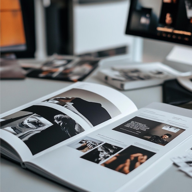 the process of creating a brochure layout including text images and graphics