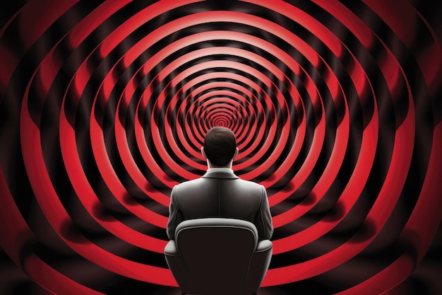 Process of hypnosis using symbolism black and red spiral optical illusion backgroundHypnotism day