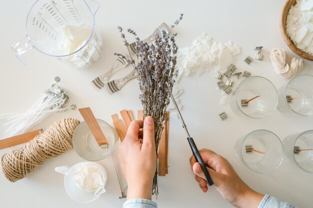 Process of making candles in a workshop