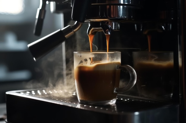 The process of making coffee in the coffee machine