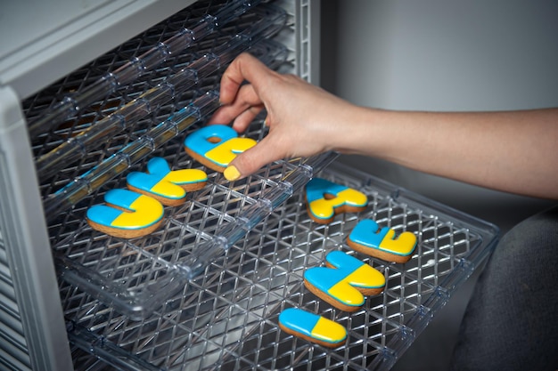 The process of making gingerbread in the form of the word ukraine