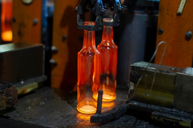 The process of making glass bottles.