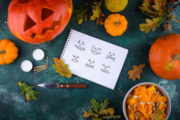 Process of making halloween jackolantern