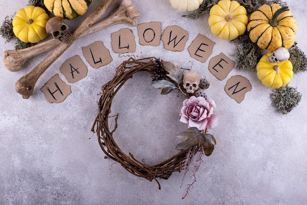 Process of making Halloween wreath