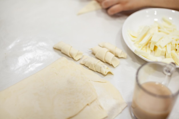 The process of making homemade croissants and other pastries at home