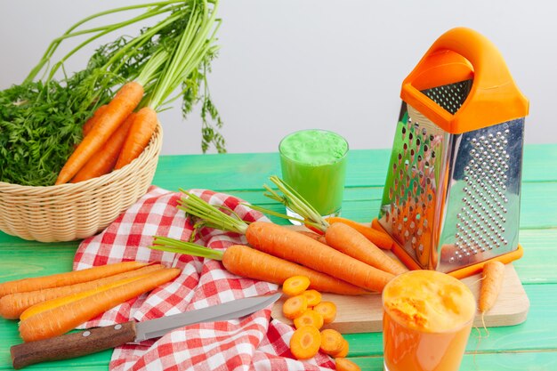 Processo di produzione del succo, preparazione del processo di succo fresco, succo di carota