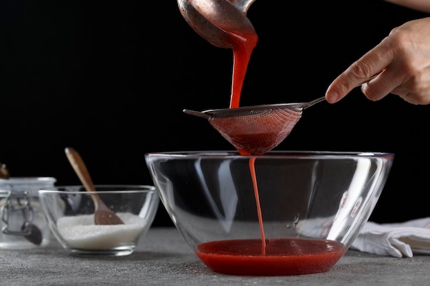 Photo process of making strawberry jam