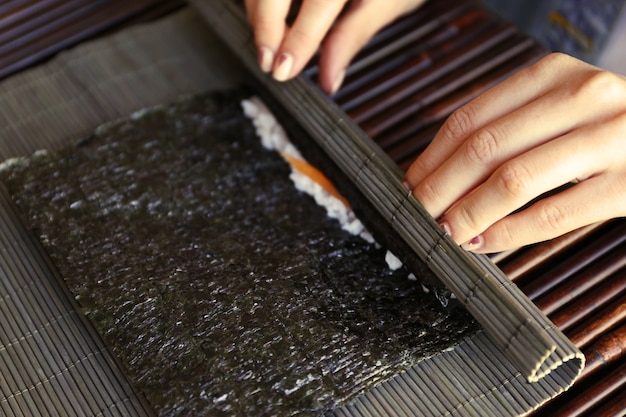 The process of making sushi and rolls